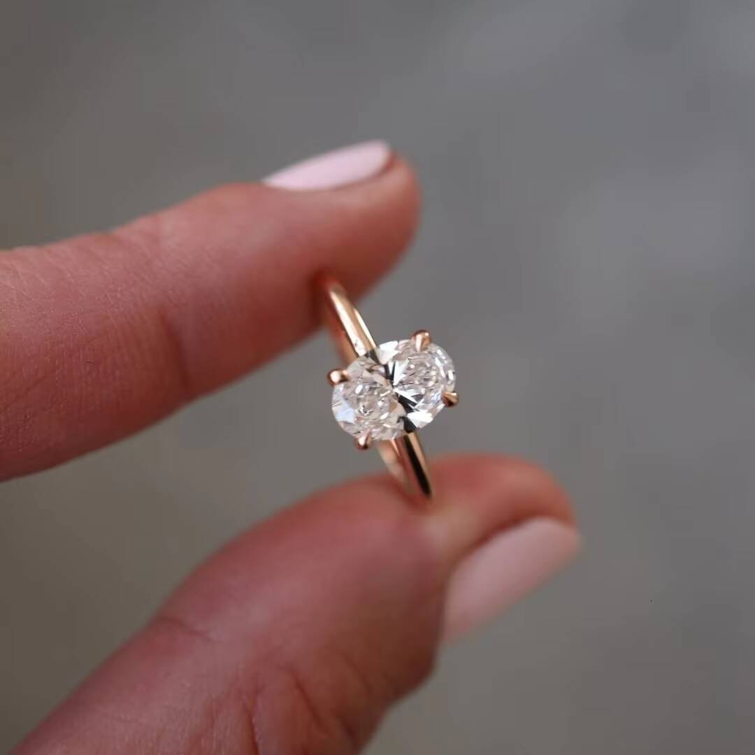 Pass Diamond Tester D VVS1 Mossanite 18k Gold 2ct Round Emerald Radiant Oval Pear Cut Solitary GRA Moissanite Ring