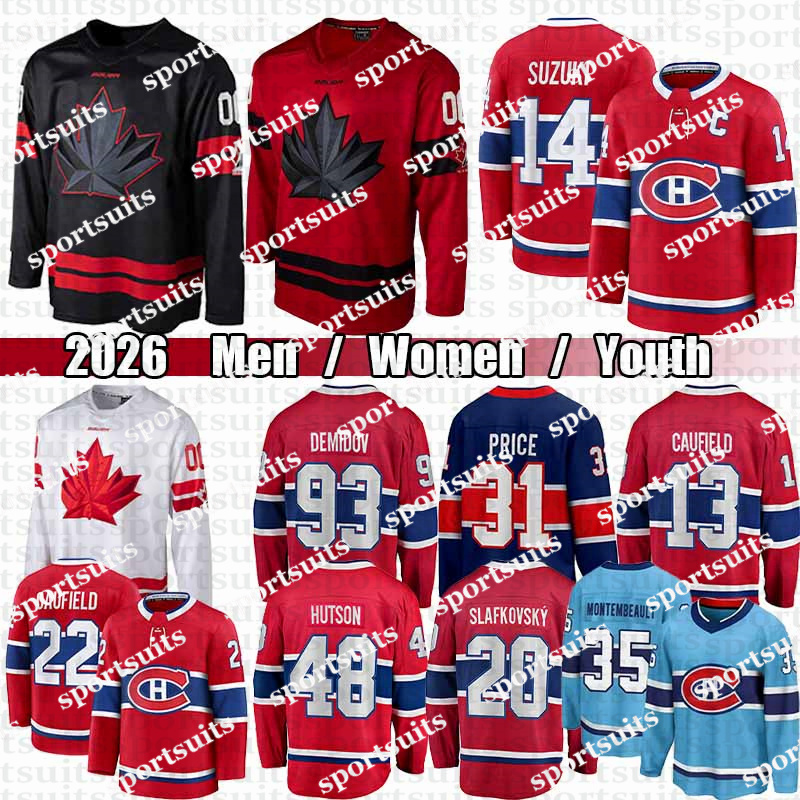 #13 Cole Caufield Montreals hockey jersey #14 Nick Suzuki Ivan Demidov Lane Hutson Juraj Slafkovsky Canadiens jersey Zack Bolduc Laine Noah Dobson Arber Xhekaj jersey