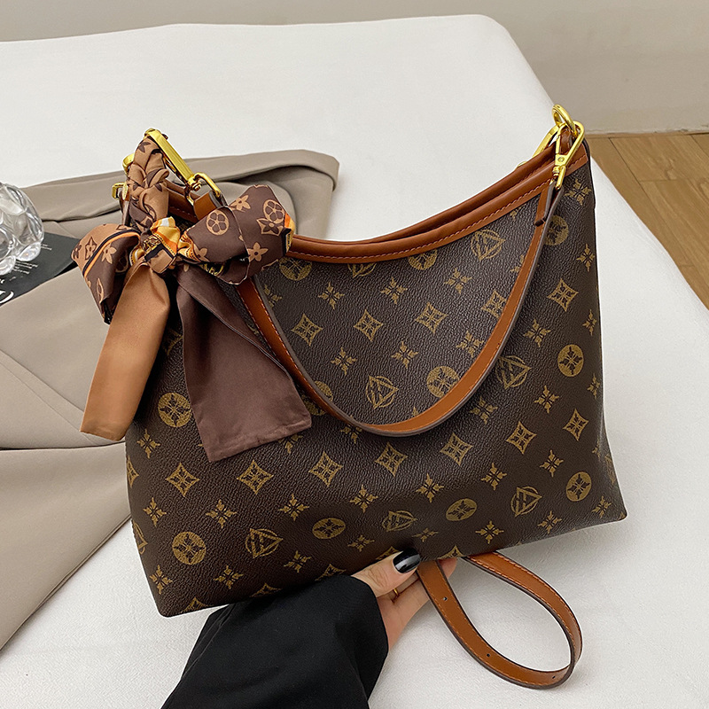 High-end handle underarm bag, large capacity single shoulder crossbody bag, vintage print shoulder bag casual women's bag, luxury shopping handba