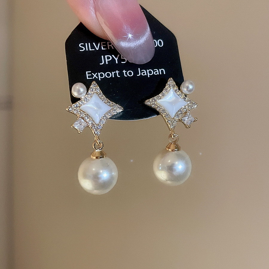 Real Gold Plated Silver Needle Zircon Pearl Niche High-End Elegant Daily Commute Versatile Earrings for Women - view 5