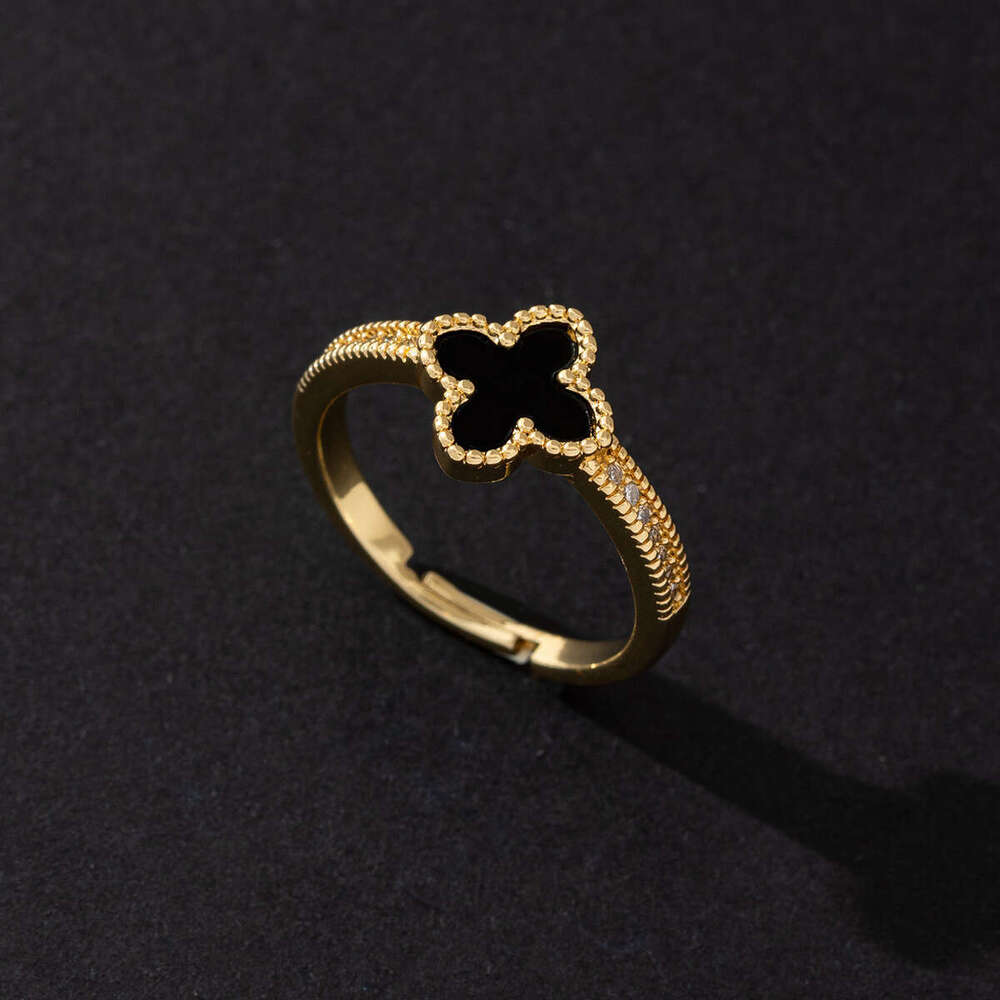 Mother-of-Pearl Ring Niche Four-Leaf Mori Style Unique Korean Version Simple and Cute Lucky Clover Ring Campus Daily - view 8
