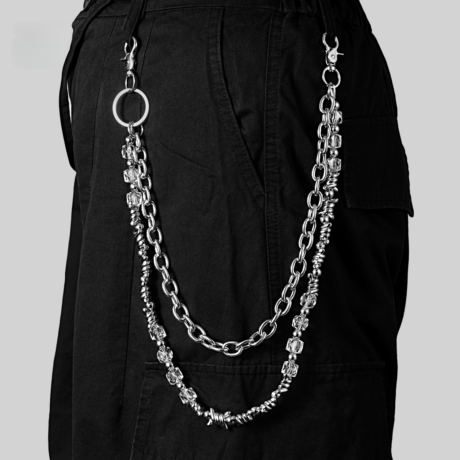 New Mangci Candy Double Layered Trendy Hip Hop Pants Chain Jeans Hanging Chain Decoration Retro Style Design Versatile Pants Chain