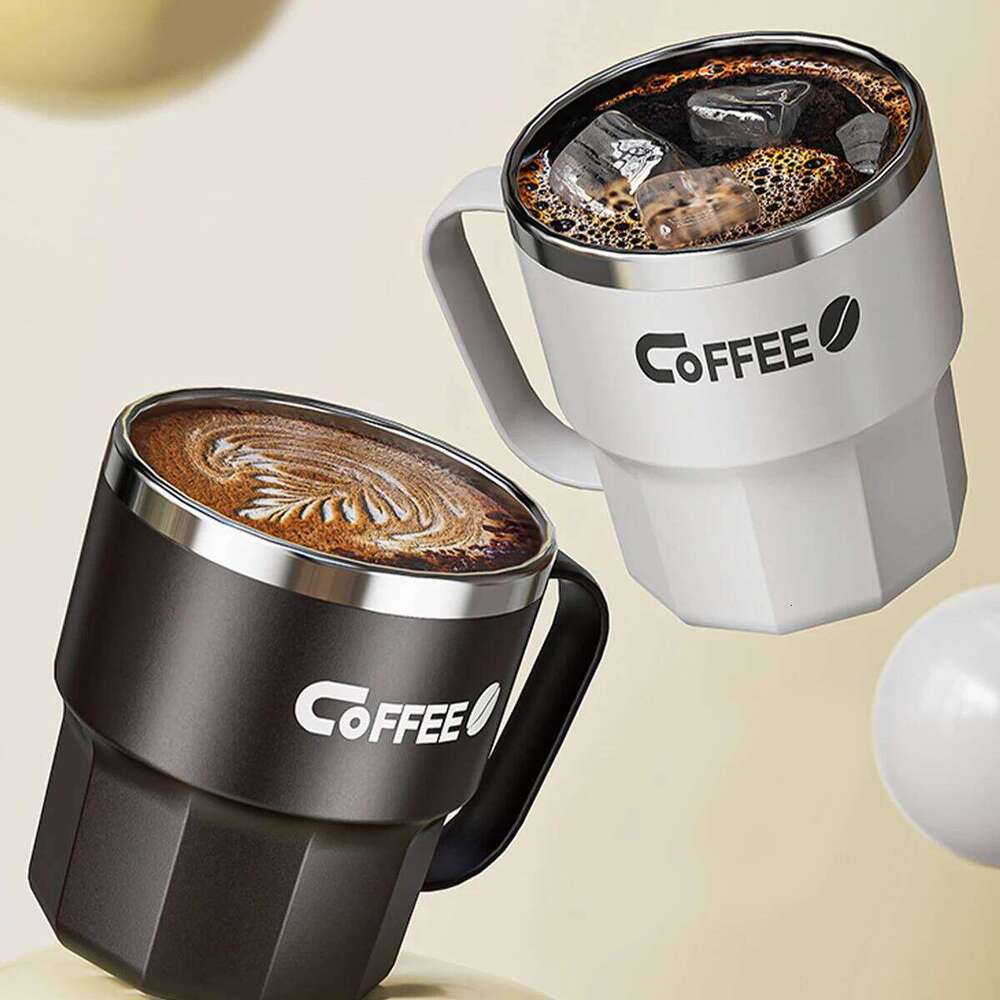 WORTHBUY Mug With Lid&Handle 304 Stainless Steel Tea Milk Coffee Double Wall Insulated Anti Scalding Drinking Cup