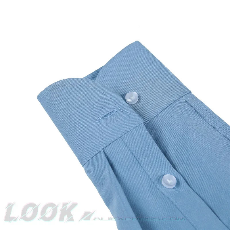 Mens Italian Collar Shirt Wrinklefree Casual Fashionable Slimfit with A Lapel n ed Clothing Youth 260109 - view 7
