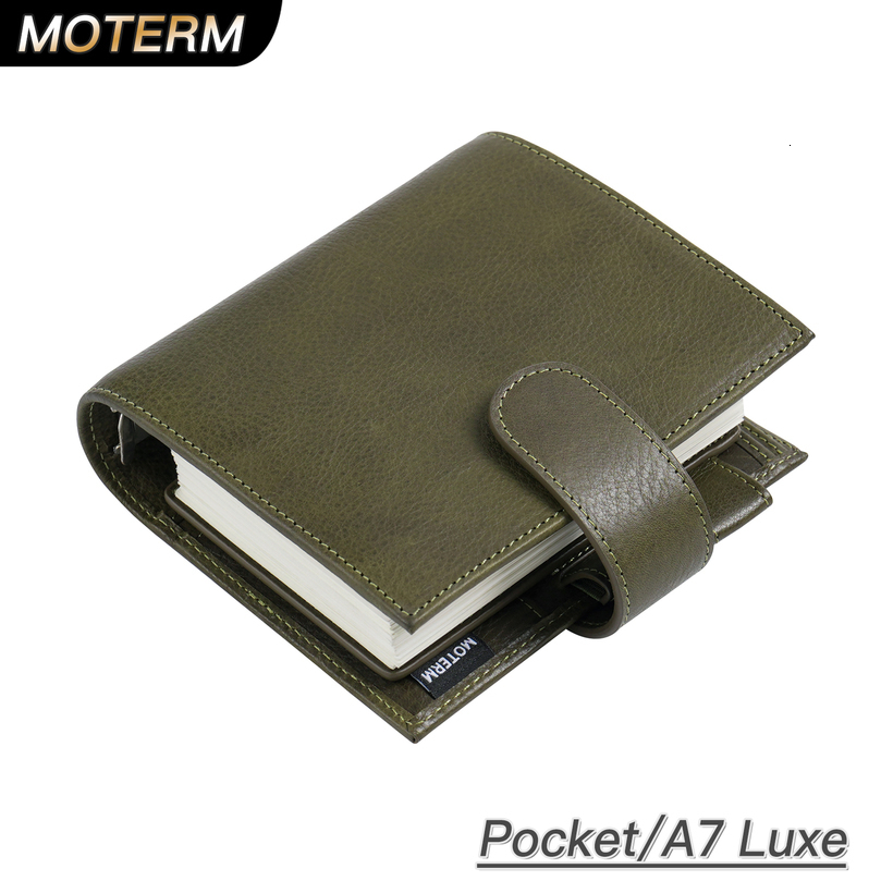 Moterm Full Grain Veg Tan Leather Pocket Luxe 20 Rings Planner A7 Notebook with 30MM Agenda Organizer Diary Journal 251229