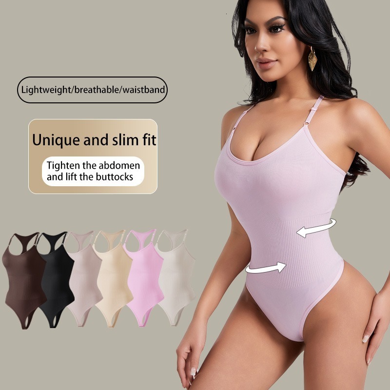 Sculpting Bodysuit Seamless Shapewear Fashion Exquisite Sculpting Bodysuit Body Shaping Vest Back Strap Thong Hook One-Piece Postpartum Waist Trainer 