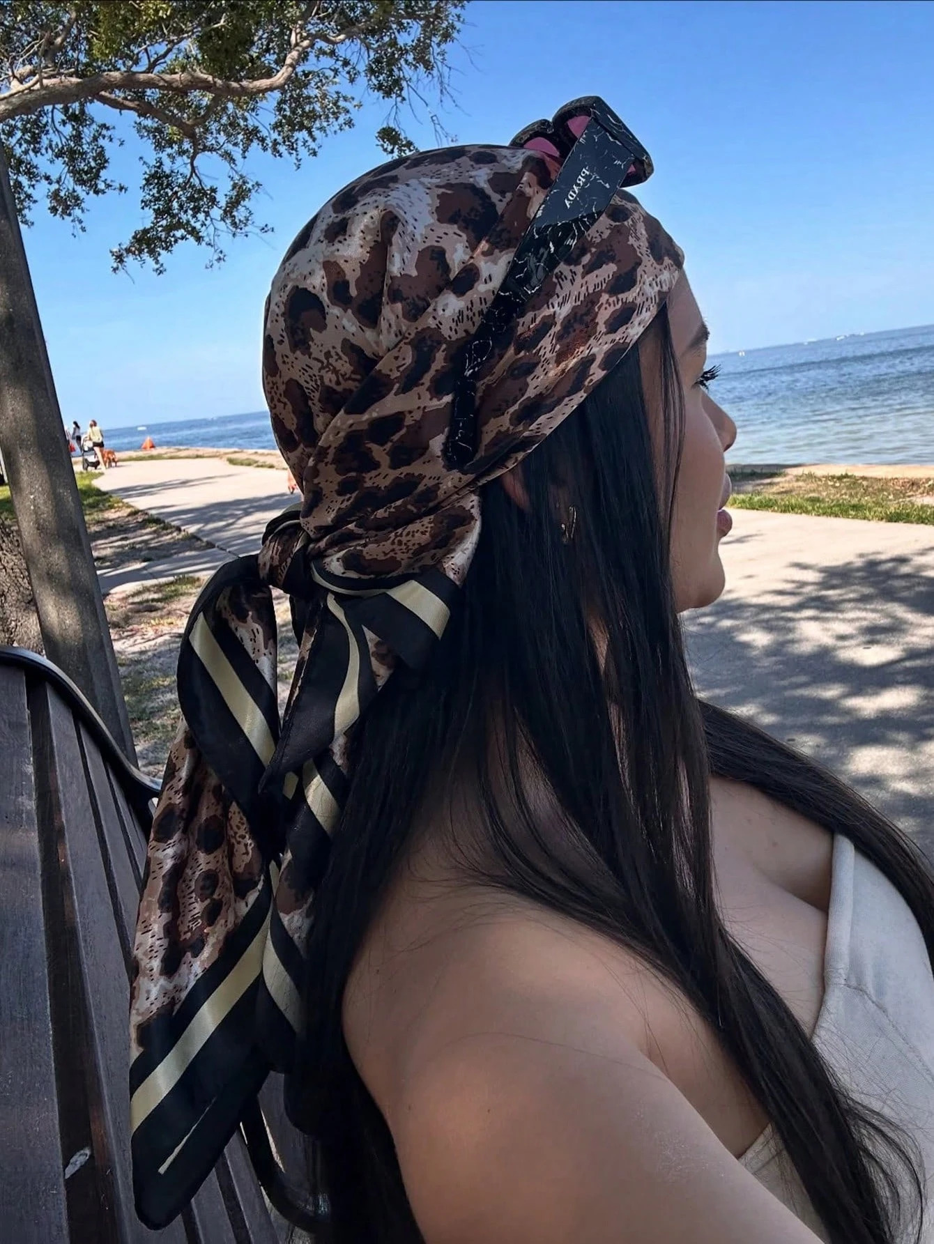 Leopard Square Silk Scarf Women Satin Print Hijab Scarves Pareo Bandana Female Shawl Wrap Headband Foulard 9090cm 260106