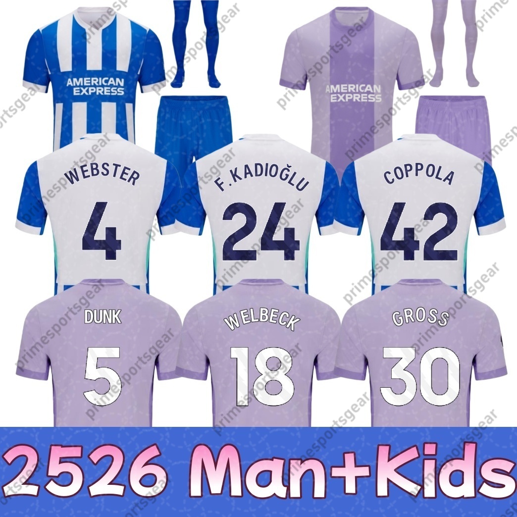 2025 Brighton 25 26 SOCCER JERSEYS home away HINSHELWOOD GRUDA 8 ADINGRA MINTEH 17 PEDRO MITOMA 22 MAN FAN KIDS JERSEY FOOTBALL SHIRTS set THIRD 3R