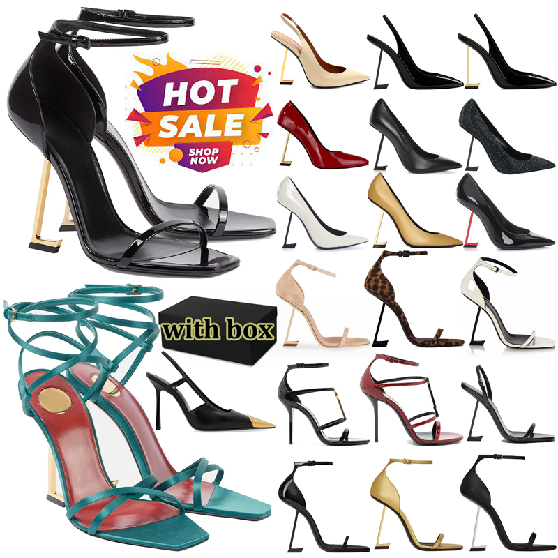 free shipping designer heels women dress shoes patent leather triple black gold silver lady sandals for party wedding office