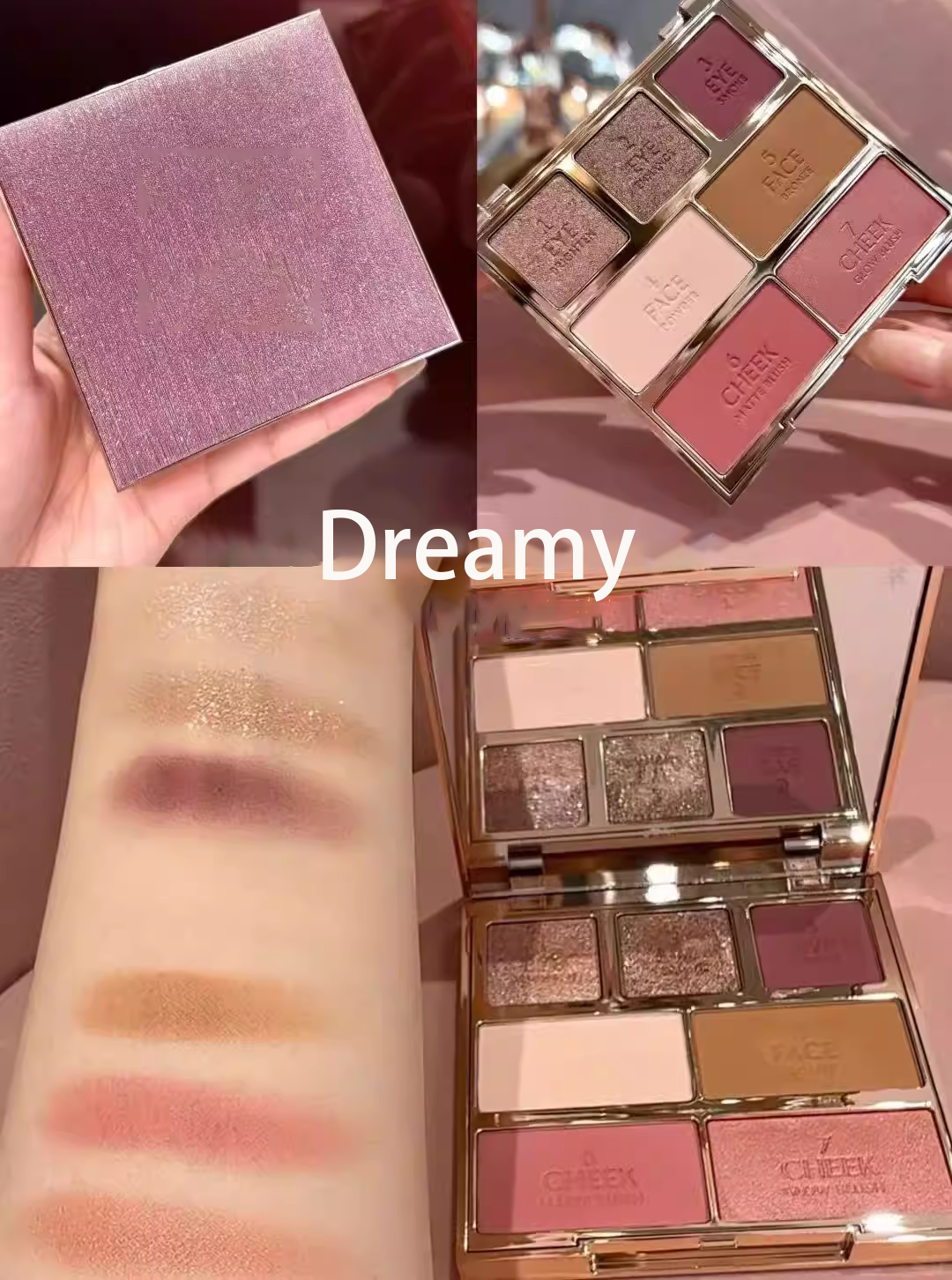 Hollywood Palette 22g Eyeshadow Blush Highlighter 5 Minute Instant Face Eye Beauty Makeup 2Colors Pretty Dreamy Bronzed Glowing Eyes Cheek Matte Face 