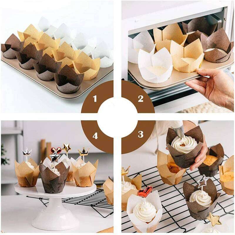 Kitchenware Food Grade Oilproof Cupcake Liners, 100pcs Mini Paper Baking Cups for Muffin Chocolate Holiday Party in Dining Room & Living Room