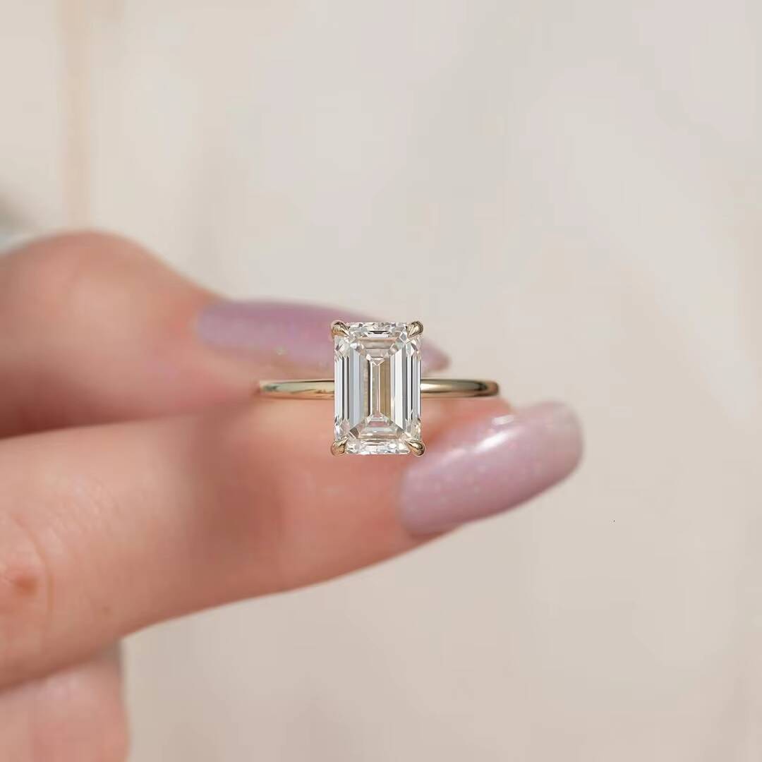 Pass Diamond Tester D VVS1 Mossanite 18k Gold 2ct Round Emerald Radiant Oval Pear Cut Solitary GRA Moissanite Ring
