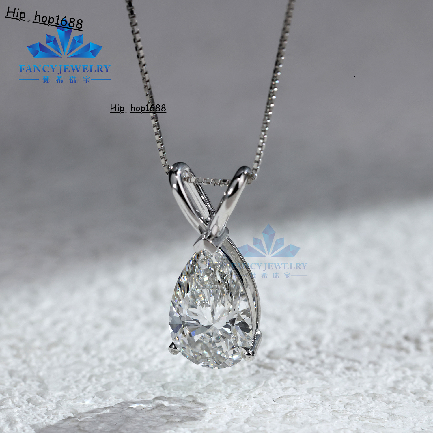 IGI Certificate Custom Pendant 1CT 2CT 3CT 4CT 5CT CVD Lab Grown Diamond VVS VS Pear Cut 10K 14K 18K Gold Fine Pendant Necklaces