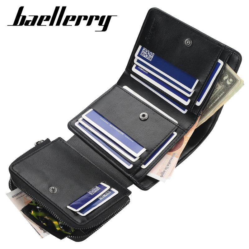 Baellerry bestselling new men's trendy business wallet with multiple card slots and large capacity Zipper wallet coffee black brown