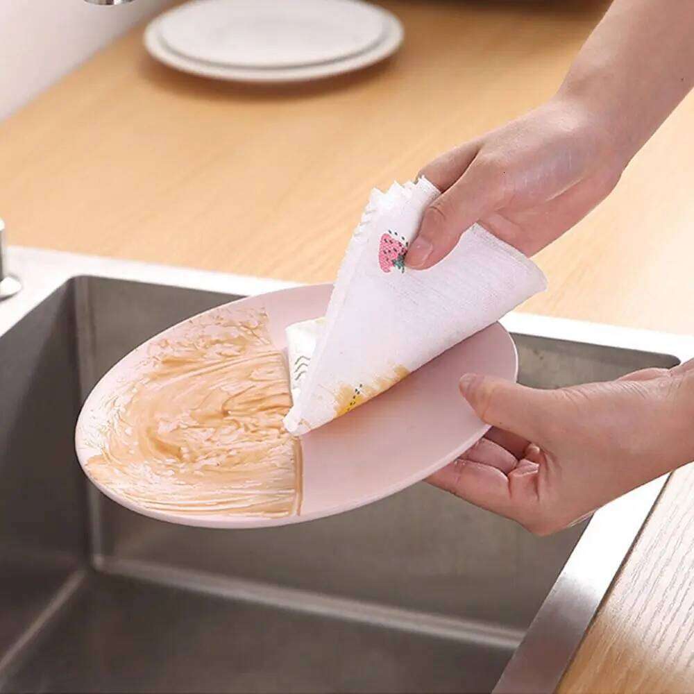 30/50/100/200pcs Thickened Non-woven Kitchen Cleaner Wipes Absorbent Towel Disposable Rags Dish Paper Water Oil Absorbing 26Y0113