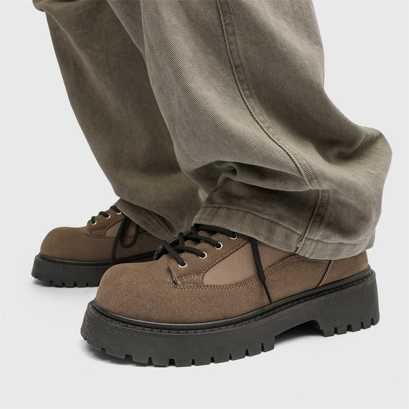 Free shipping Dad's shoes with velvet new spring and autumn versatile sponge cake thick sole height increasing Elegant black