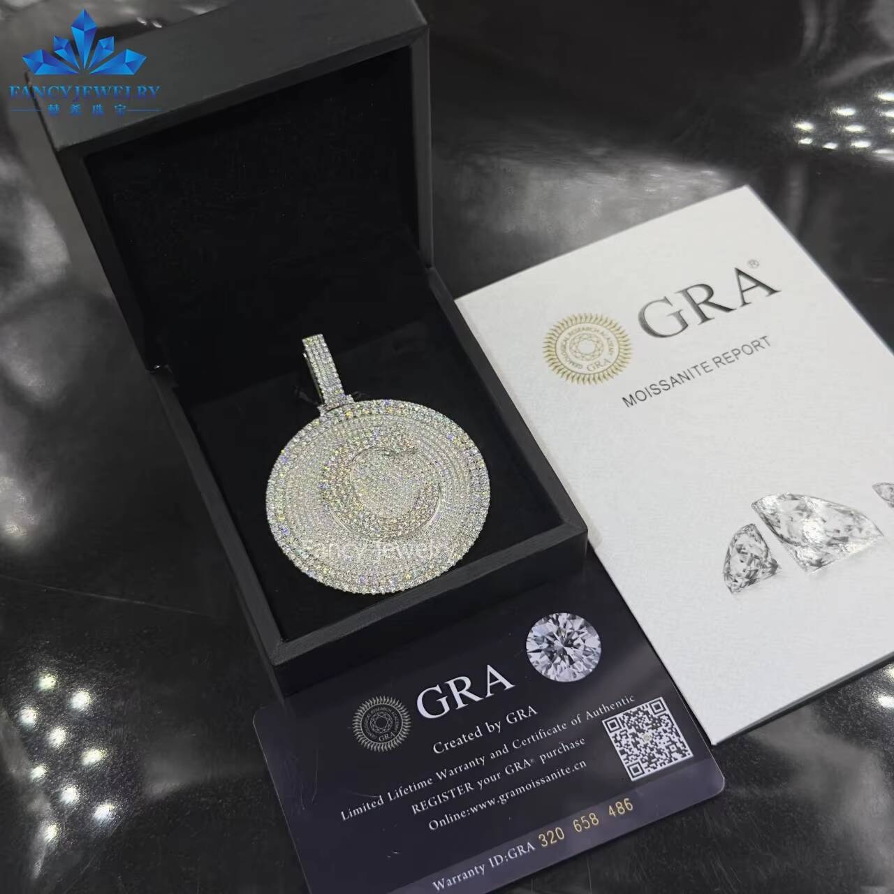 Custom Name Moissaite Pendant 925 Silver Iced Out Round Fully Bling Moissanite Bling Letter C Hip Hop Jewelry - view 5
