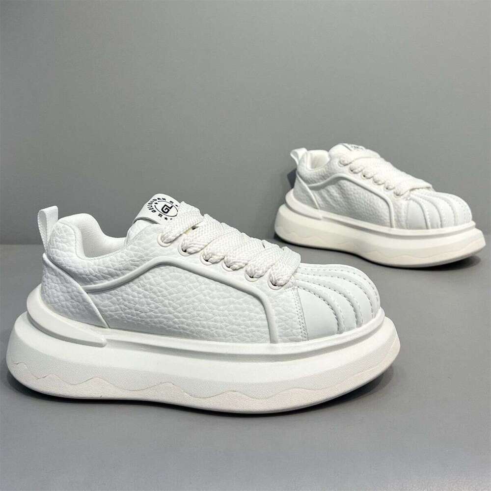 Niche Fashion Breathable Sports White Men's Sneakers Student Shell Toe Thick Sole Height Increasing Casual Shoes Versatile Low Top