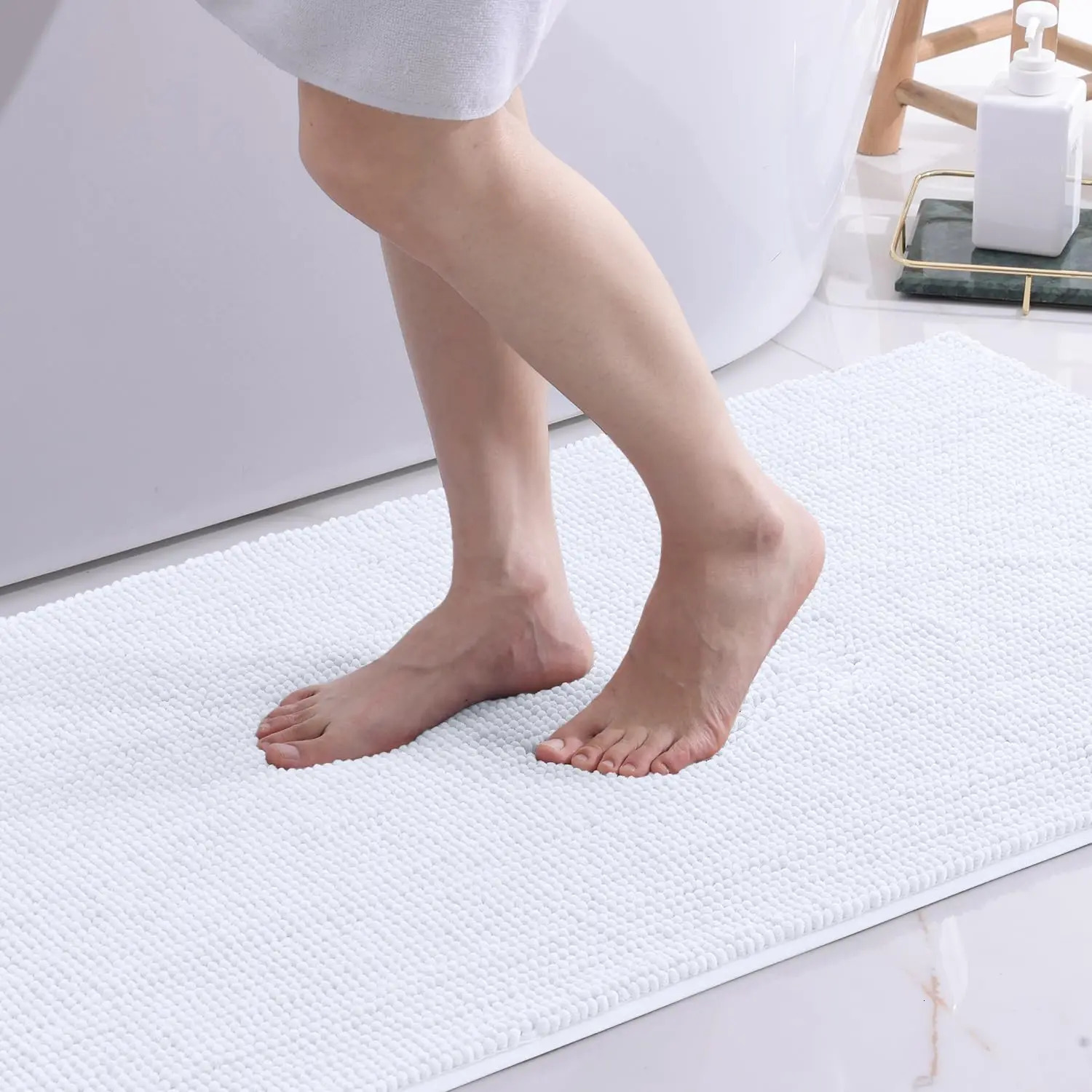 Homaxy Chenille Plain Shorthair Melt Adhesive Material Mat Indoor Non Slip Bathroom Mat Dirt Absorbent Mat Absorbs Water 260112 - view 7