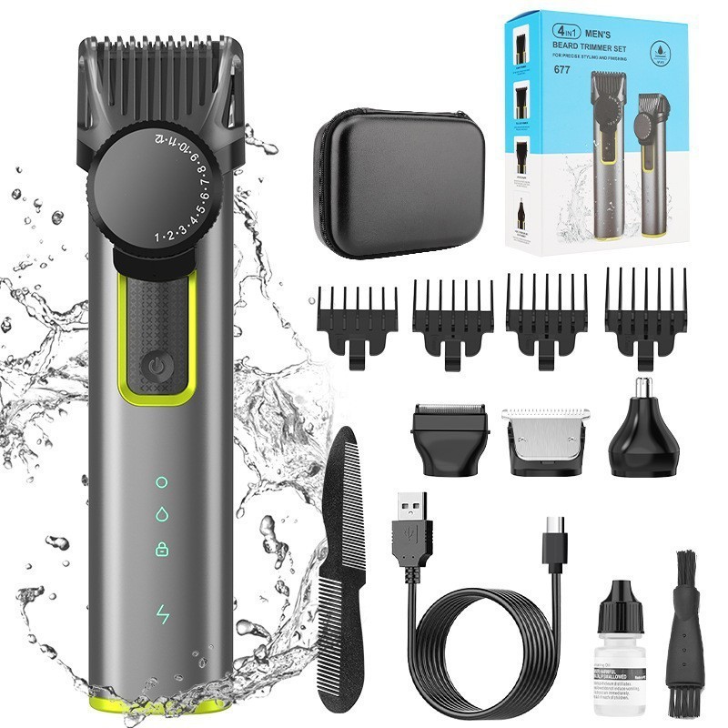 Kensen S30 4-in-1 Cordless Hair Clipper LED Display for Mens Beard/Nose Trimmer Rechargeable Barber Beauty Kit Hair Clipper 250311