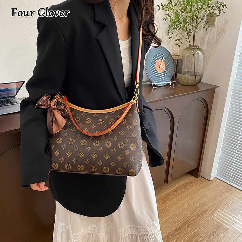 High-end handle underarm bag, large capacity single shoulder crossbody bag, vintage print shoulder bag casual women's bag, luxury shopping handba