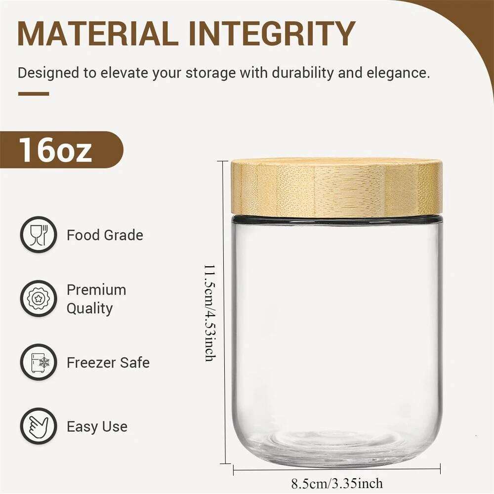 Airtight Storage Jars Kitchen Storage Containers Food-Grade Glass with Bamboo Seal for Dry Food Snacks Sugar Coffee Pantry Organization
