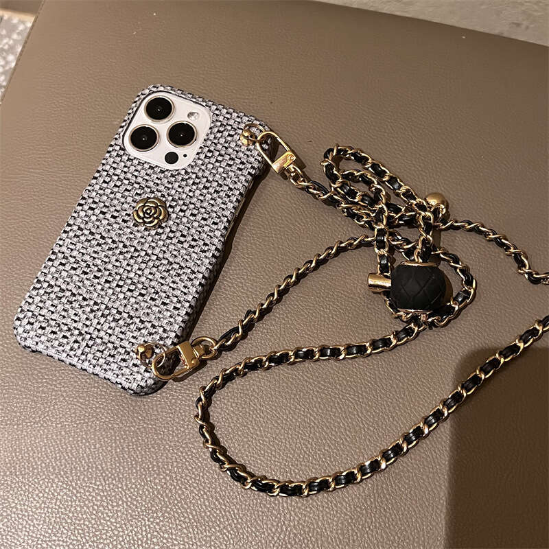 iPhone case Phone case for iPhone Camellia Golden Ball Crossbody Case Apple 14, Compatible with iPhone 12, 13, 15, 11, XR, Shockproof, High-End Feel, 
