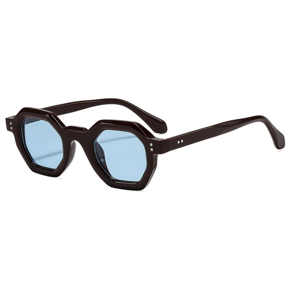 New style polygonal sunglasses for women, European and American cross border trendy sunscreen sunglasses, high end concave style glasses for men