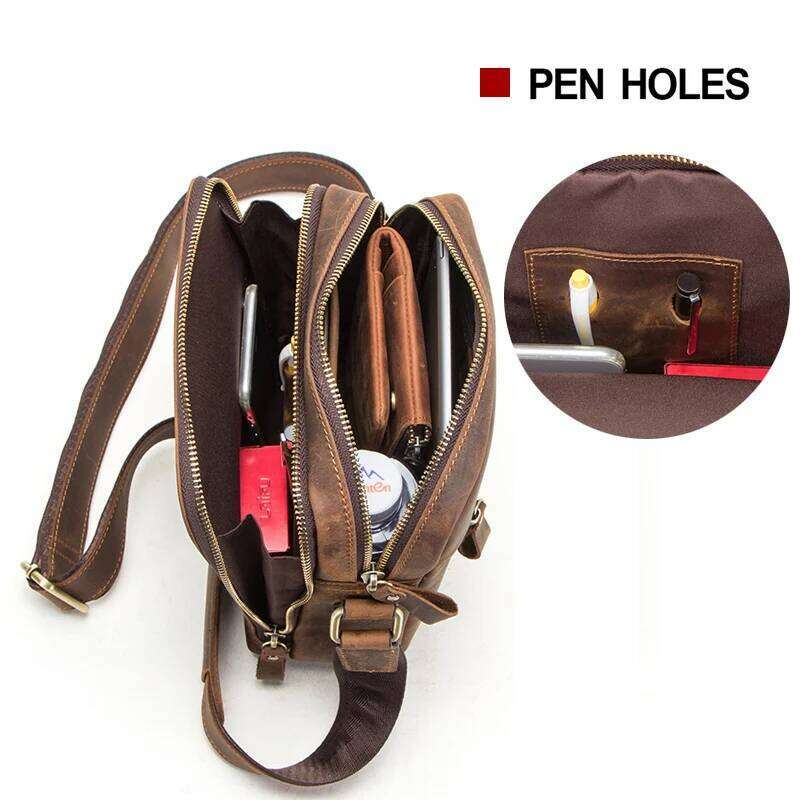 Luxury shoulder bag handbag Hobo CONTACT S genuine leather men's messenger retro mini high-quality men's crossbody bag SENYY