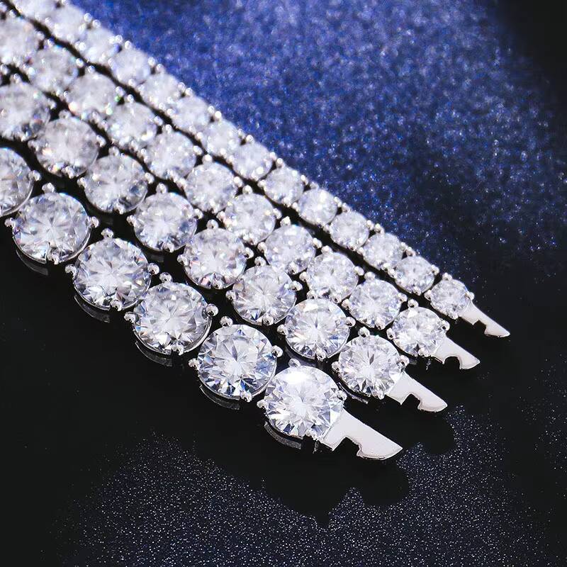 Provence Custom Tennis Chain Width 5mm 925sterling Silver Tennis Necklace DEF VVS Moissanite Diamond Fadeless for Tennis Jewelry