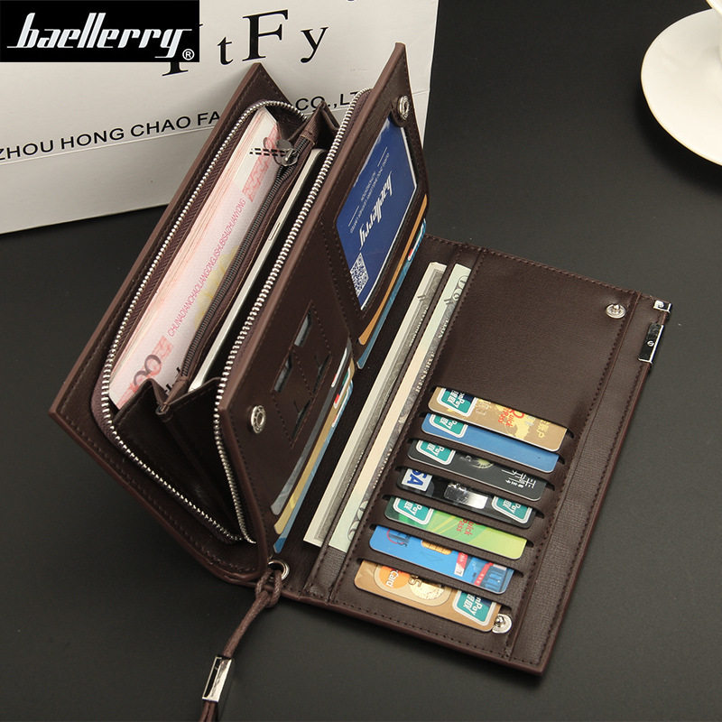 Baellerry Popular New Mens Fashion Long Business Wallet with Multiple Card Slots Large Capacity Portable Handbag Free Shipping