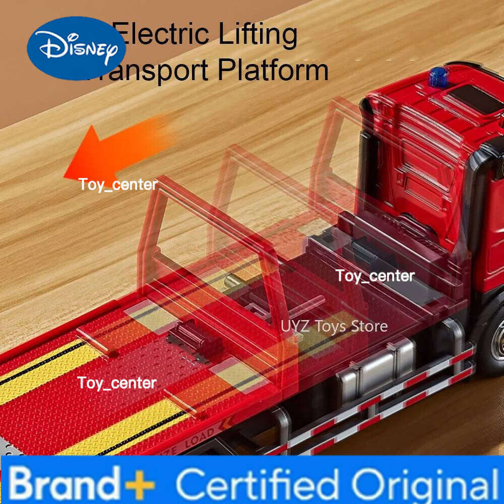 Disney 1:24 Electric Flatbed Trailer Cement Pump Truck Model Toys Diecast Alloy Car Doors Opened Sound Light Vehice Children's Boy Gift H260113