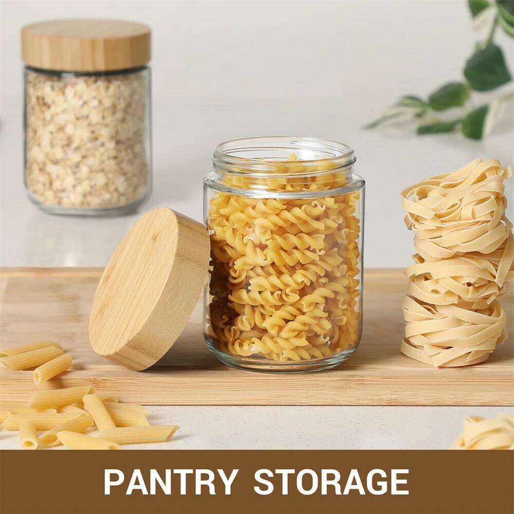 Airtight Storage Jars Kitchen Storage Containers Food-Grade Glass with Bamboo Seal for Dry Food Snacks Sugar Coffee Pantry Organization