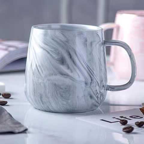 New Pearl glaze gold handle mugfashion coffee cup advanced mug rainbow glazed ceramic cupsimple Nordic teacup Drinkware gift Y251119