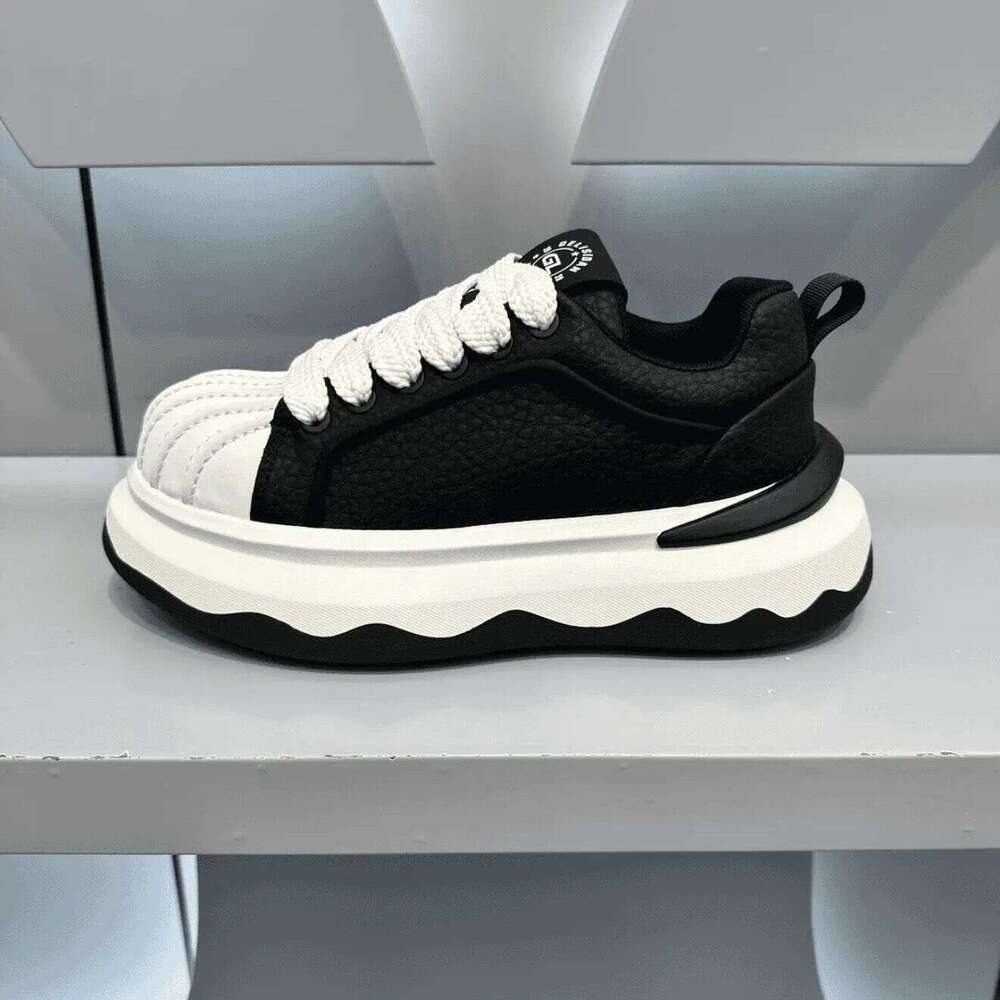 Niche Fashion Breathable Sports White Men's Sneakers Student Shell Toe Thick Sole Height Increasing Casual Shoes Versatile Low Top