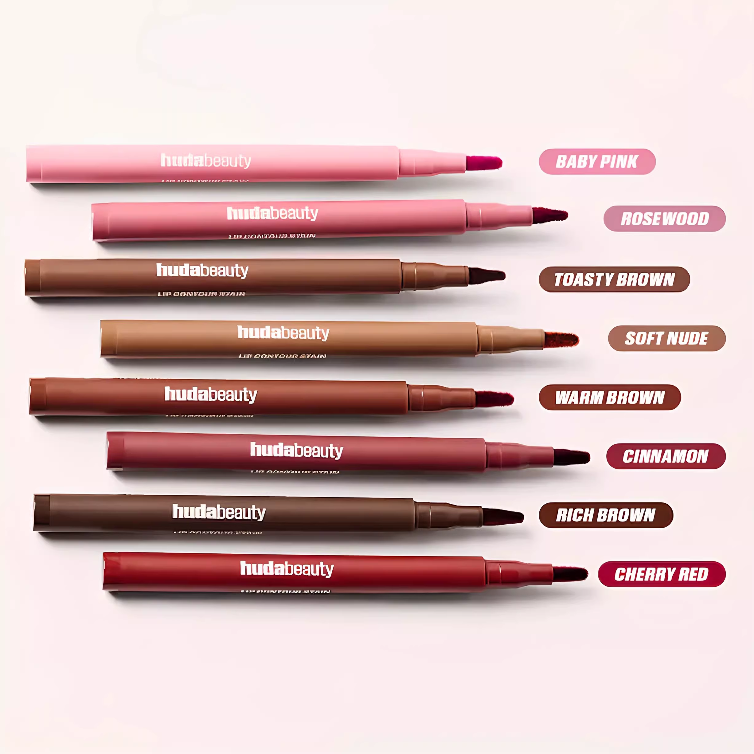 HUDA Beauty Lip Color Pen Lipliner 1ml Long Lasting Lipliner Lip Glaze Lip Honey Rosewood Toasty Brown Soft Nude High Quality