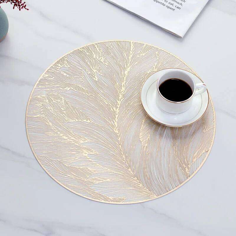 BUYYES Round Placemats Heat Resistant Non-Slip Mats For Dinner Wedding Party Holiday Wipeable Place Mat Table Decor
