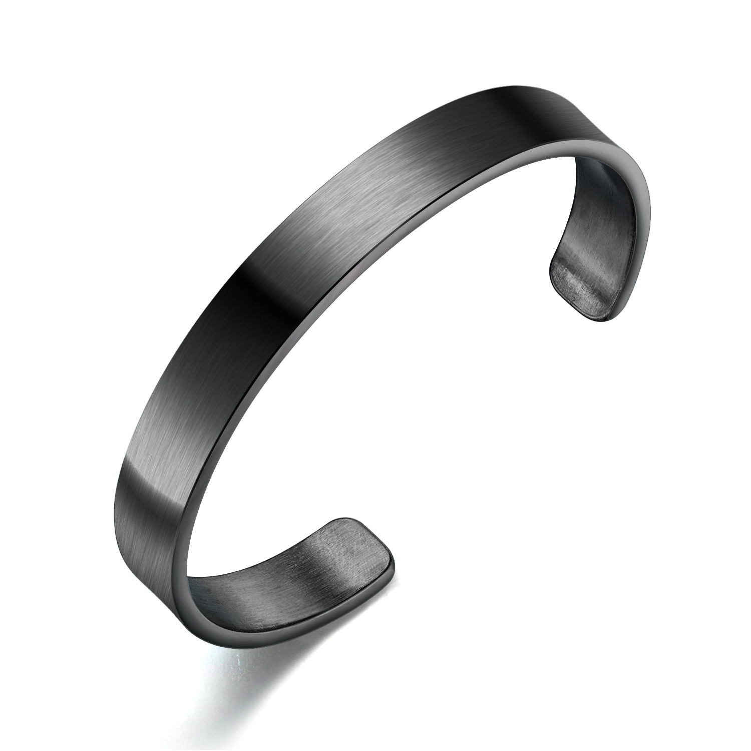 316L Stainless Steel Cuff Bangle Women Men Students Bracelet Jewelry No Fade Silver Black Color