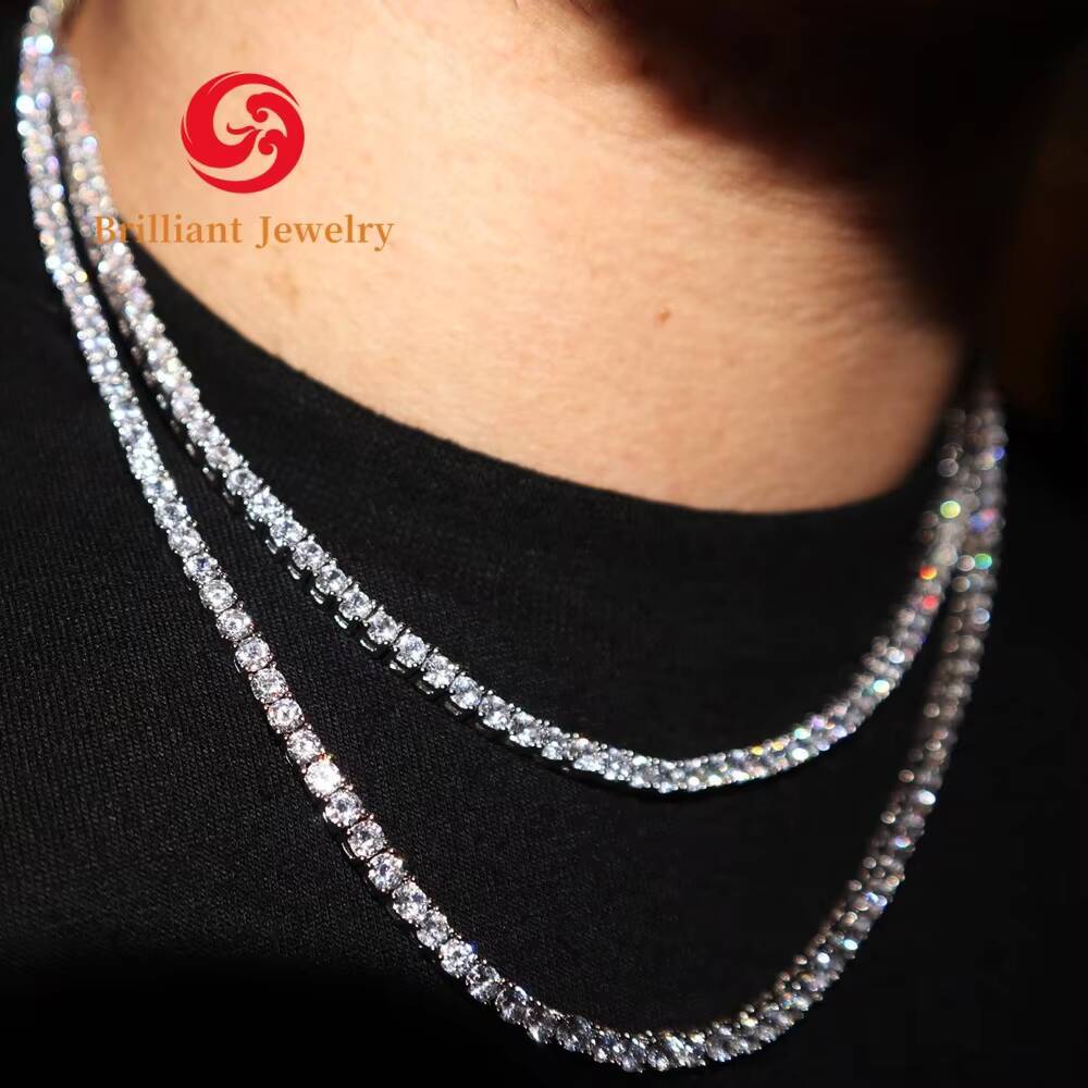 High Quality 925 Silver VVS Moissanite Tennis Chain Necklaces Bracelet GRA Certified Hip Hop Tennis Moissanite Necklaces