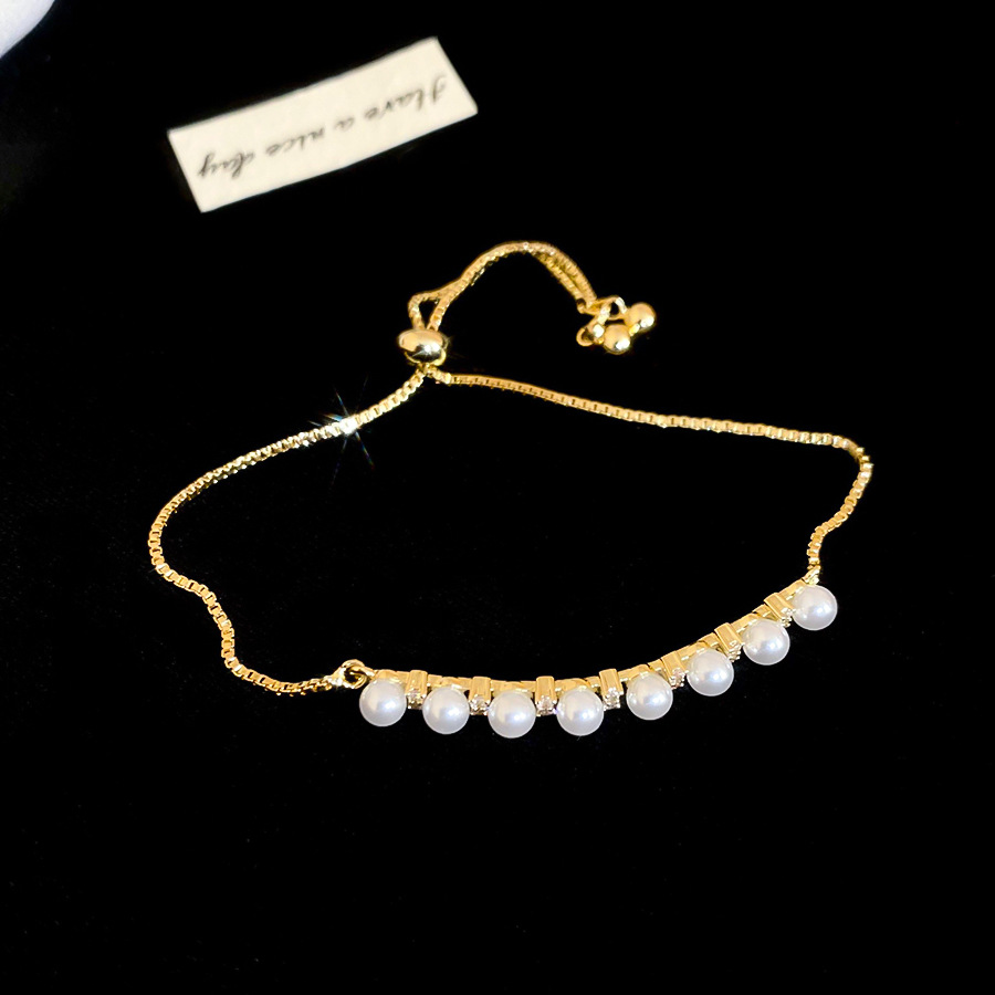 French Style Zircon Flower Pearl Bracelet Light Luxury High-End Niche Elegant Wristband Daily Versatile Women's Jewelry - view 5