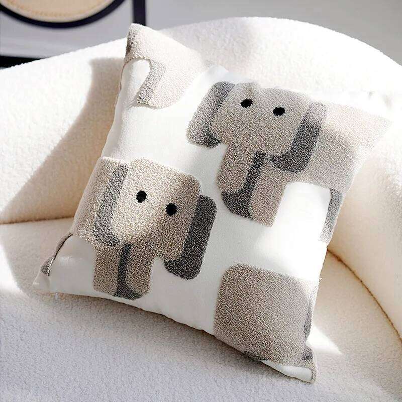 45x45CM Nordic Simple Throw Pillow Embroidered Plush Cute Animal Sofa Cushion Waist Cover Home Decorative Pillowcase