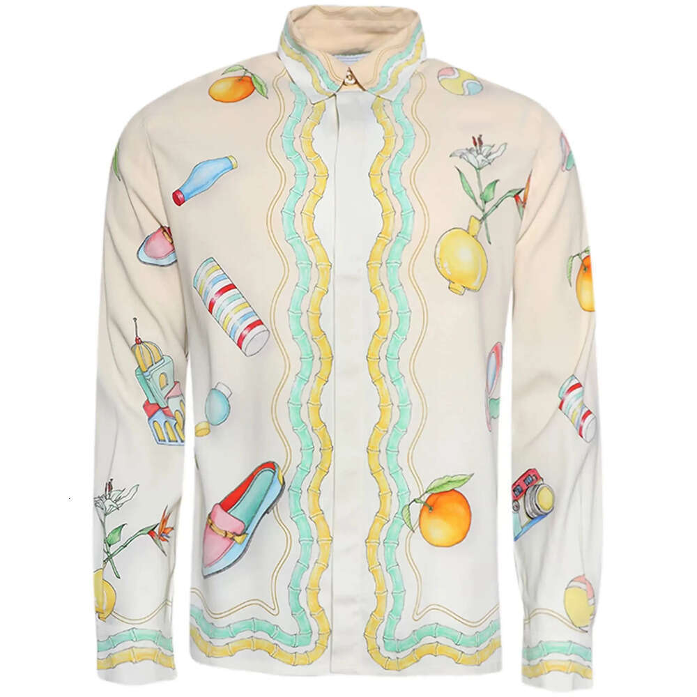 Casas Blancas Hoodie Designer Hoodie Print Loose Men Women Button Up Casablancalys Long Sleeves Shirt Man Tops Cotton High Quality Casas Blancas Graphic T Shirt 0C2