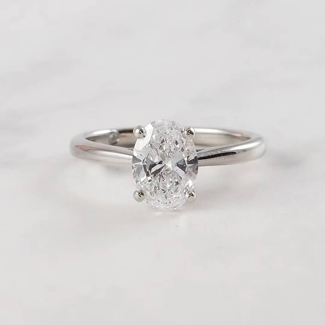 Certified GRA Gold Plated S925 Sterling Silver Wedding Ring 1ct 2ct VVS Moissanite Diamond for Engagement Party Oval