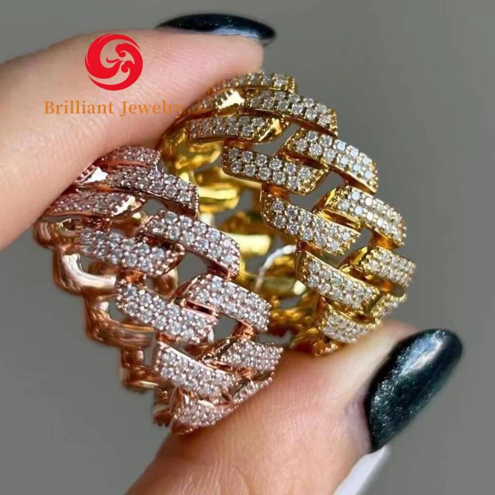 Best Selling Mens 7mm Moissanite Diamond Ring Ready to Ship Iced Out Cuban Style 925 Silver-Top Pick for Style and Comfort