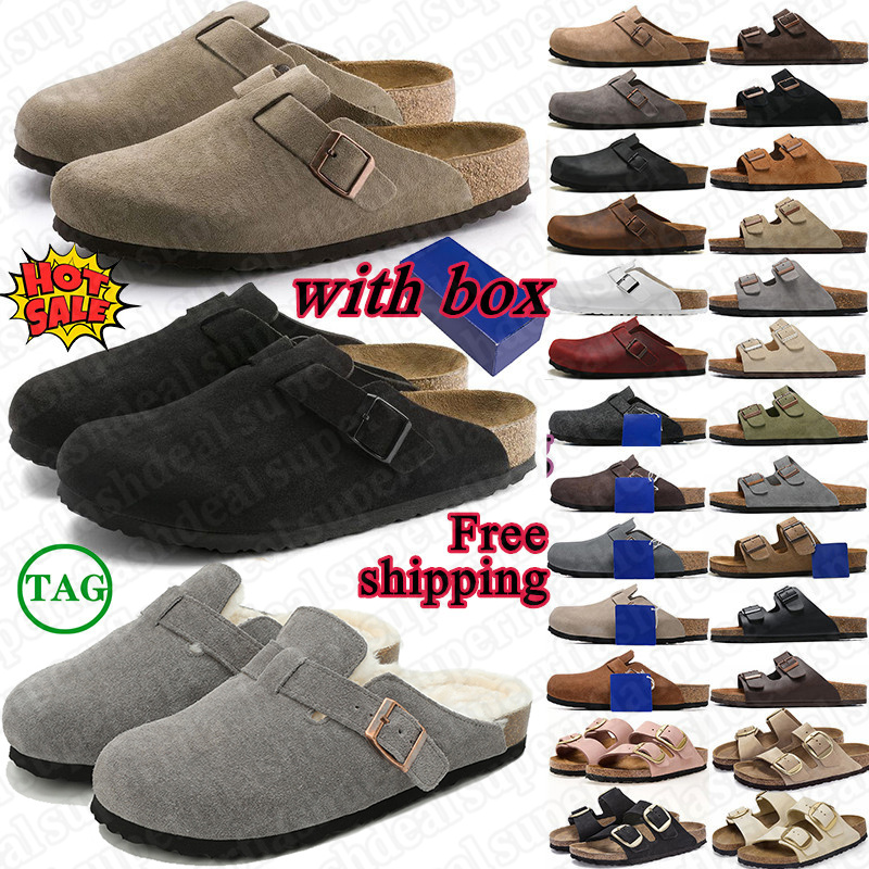 free shipping with box clogs designers slippers men women slides taupe Black Mink Grey Olive Pink suede non-slip Comfortable sandals outdoor unisex flat slipper