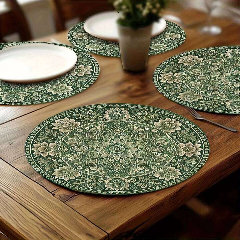 Mandala Flower Placemats Round And Elegant Design Mat Home Dining Table Decoration