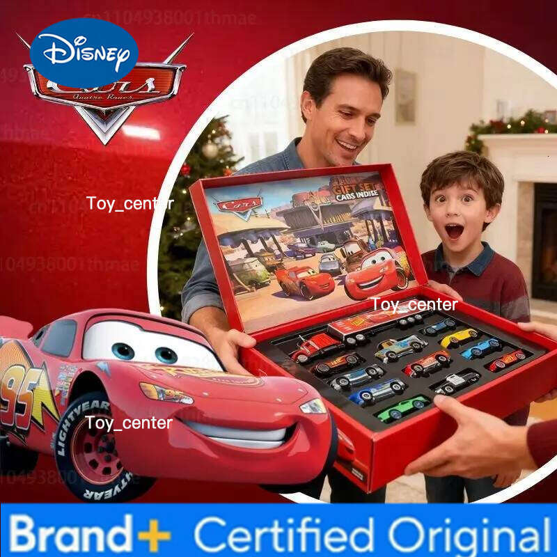 Disney HOT Selling 12Pcs Pixar Cars Gift Box Metal Diecast lightning McQueen Car Model Toy Jackson Uncle Truck Boy Birthday Toys H260113