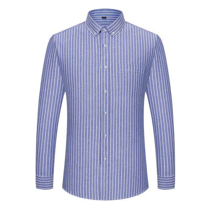 Men's 100% Cotton Long Sleeve Plaid Oxford Casual Solid Color Print Regular Fit Formal Dress Shirt Oversized 5XL 6XL 7XL 26L0113