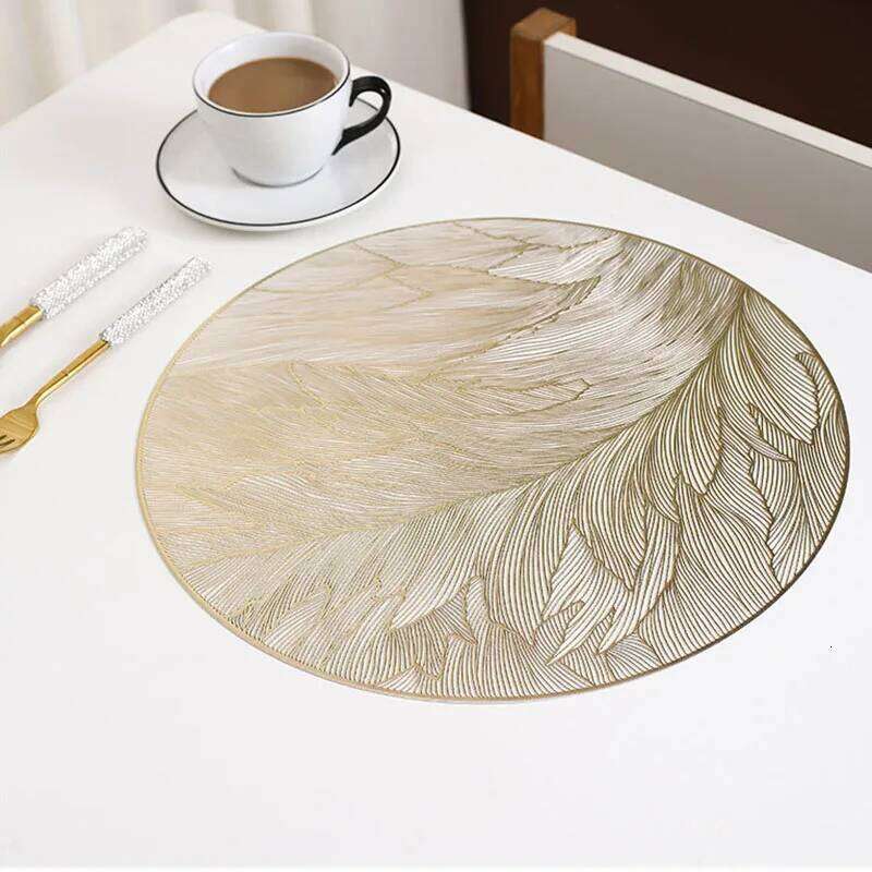 BUYYES Round Placemats Heat Resistant Non-Slip Mats For Dinner Wedding Party Holiday Wipeable Place Mat Table Decor
