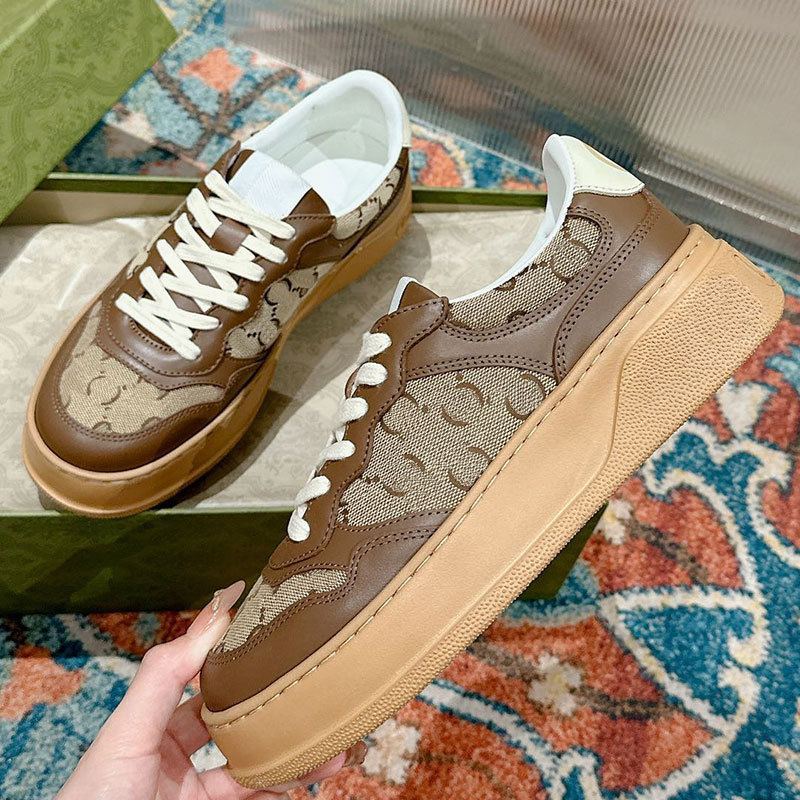 Fashion designer womens sneakers luxury brand mens casual shoes Brown leather trim Leather lining Rubber sole outdoor casual men shoes top quality